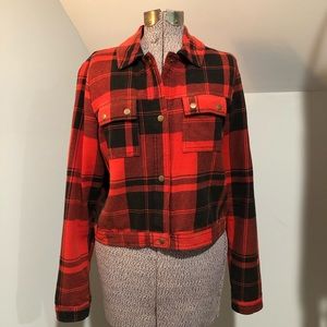 NWOT Red Plaid Snap Jacket